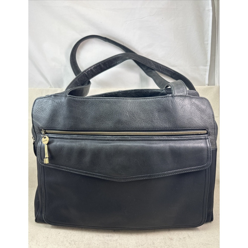 Fossil Black Leather Tote Bag